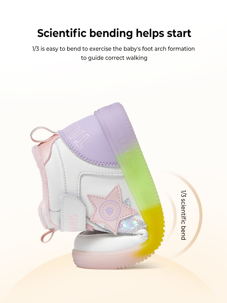 TARANISkids Children's Flashing Lights Shoes Warm Soft Sole Plus Fleece Casual Shoes