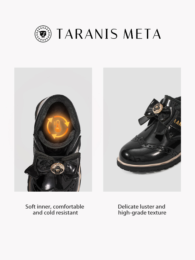 TARANISkids Meta 2022 Winter New Leather Plus Velvet Soft Bottom Children's Martin Boots