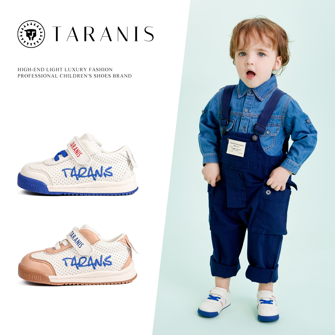 TARANIS Spring new children's shoes boys soft bottom toddler shoes breathable punch functional shoes children's bread shoes