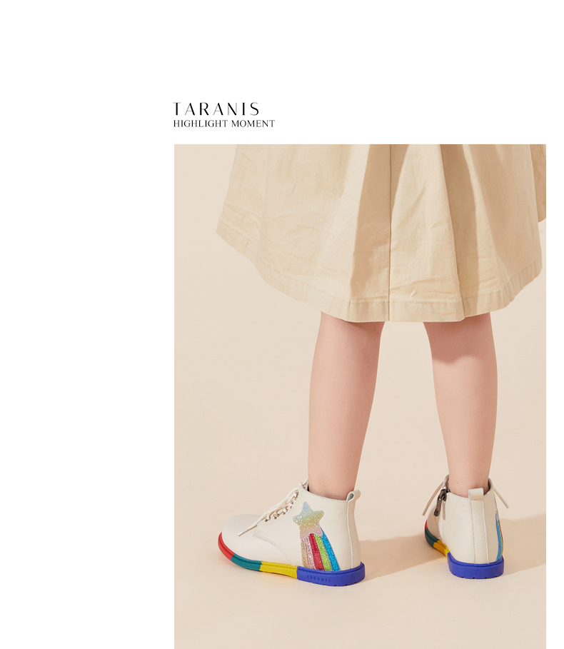 Winter new girls' shoes children's boots Rainbow bottom Martin boots and velvet boots soft bottom ankle boots