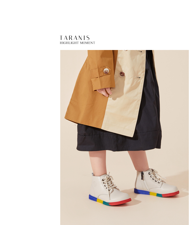 TARANIS Winter new girl's shoes children's boots top layer cowhide children's baby velvet Martin boots