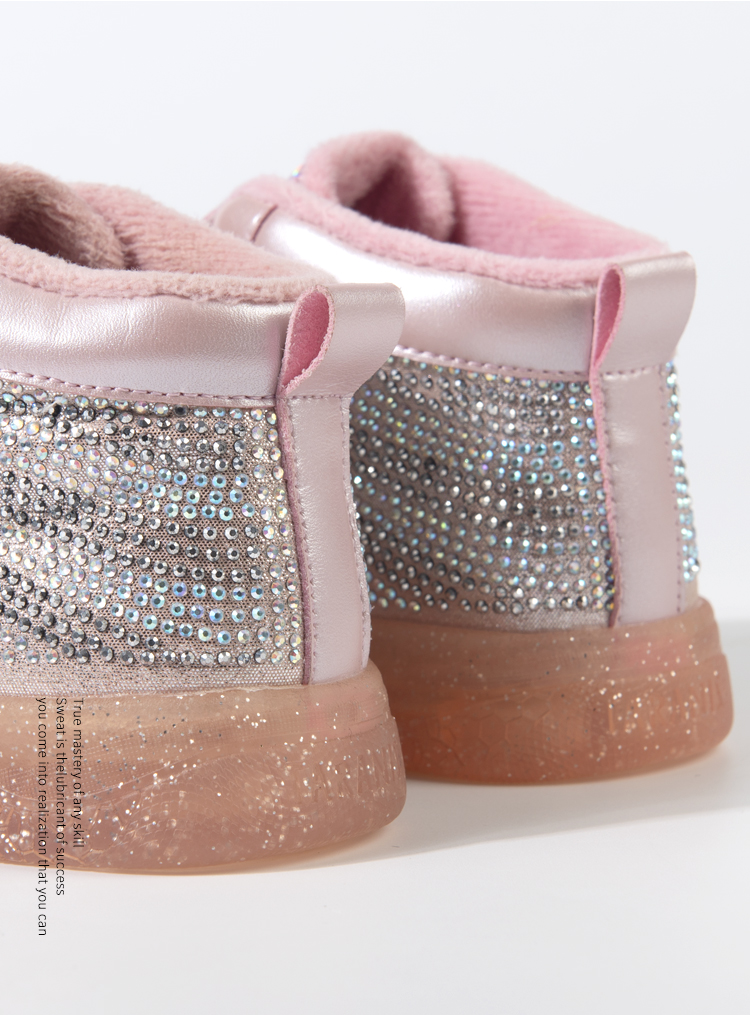 TARANIS winter new style children's shoe is ablaze set drill girl high help sports shoe transparent jelly soft sole board shoe