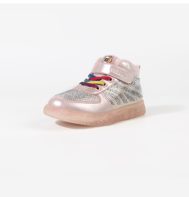 TARANIS winter new style children's shoe is ablaze set drill girl high help sports shoe transparent jelly soft sole board shoe