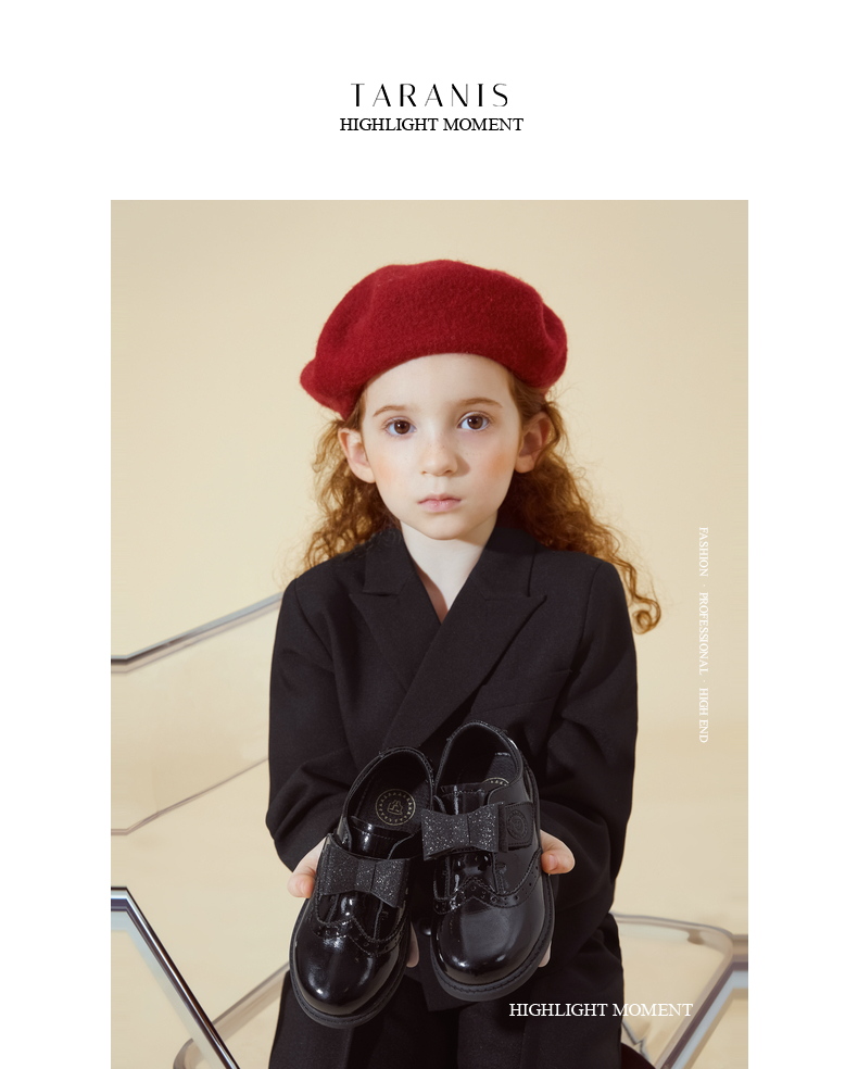 TARANIS Autumn girl leather shoes retro bow princess shoes soft soled real leather shoes children show single shoes