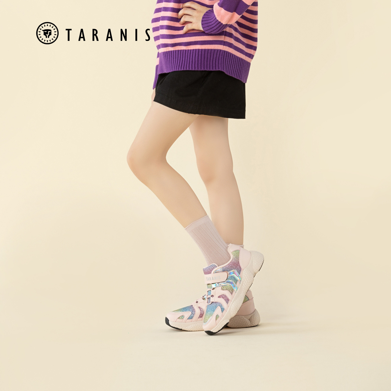 TARANIS Winter New Sun Yat-sen Children's Casual Shoes Warm Shining Children's Shoes Popcorn Children's Sports Shoes