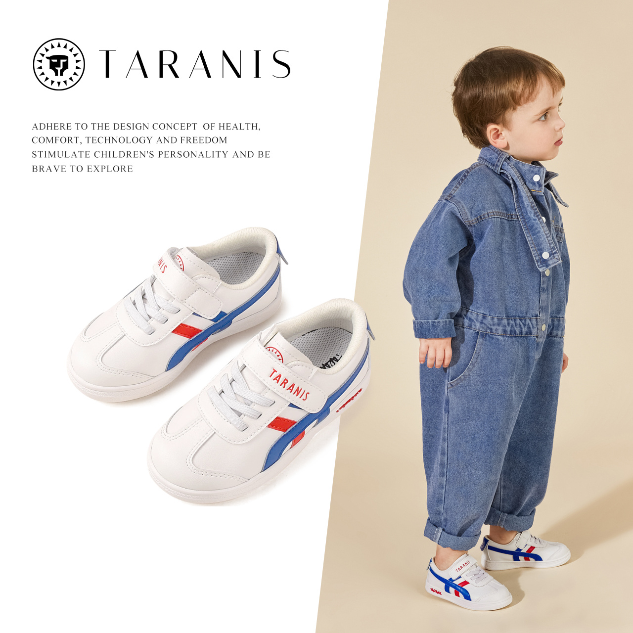 TARANIS Autumn New Style Children's Shoes Children's Shoes Boys Little White Shoes Girls Baby Sports Shoes Soft Soled Shoes