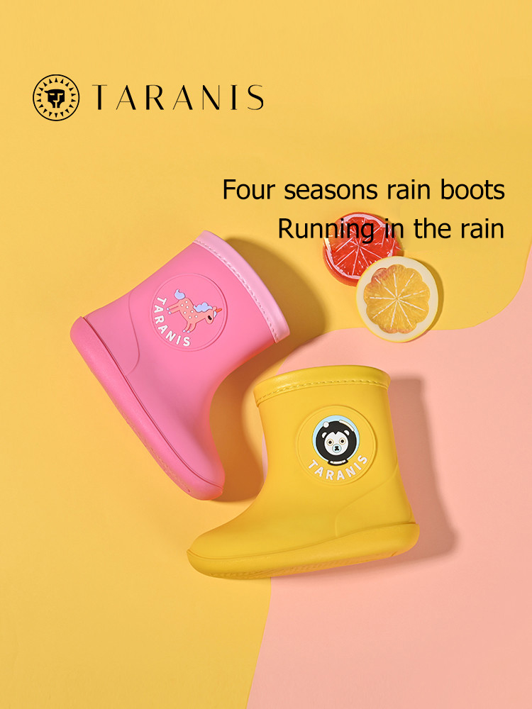 TARANISkids Antiskid Baby Rubber Shoes Rain Boots Fashion Water Shoes Middle Tube