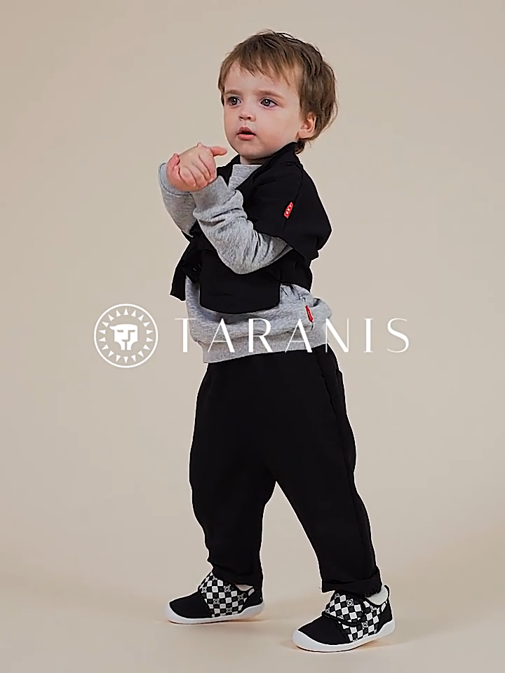 TARANIS Winter New Children's Shoes Black and White Check Shoes Baby Shoes Men's Baby Sports Shoes Soft Sole Plus Velvet Cotton Shoes