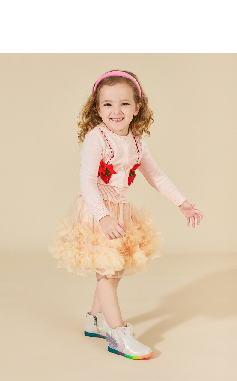 TARANIS Autumn new children's boots Martin baby rainbow non-slip soft bottom swan leather boots for girls