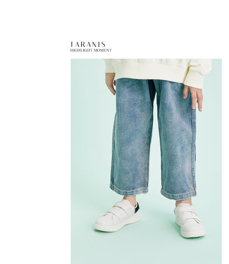 TARANIS Spring new boys shoes white shoes children's light sports shoes soft bottom non-slip board shoes