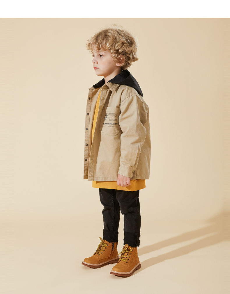 TARANIS Children's small yellow boots autumn new girls' Martin boots boys' non-slip soft bottom real leather boots short boots