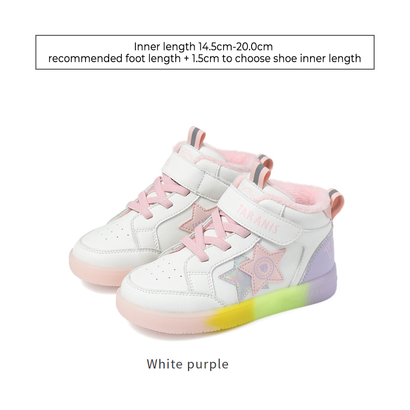 TARANISkids Children's Flashing Lights Shoes Warm Soft Sole Plus Fleece Casual Shoes