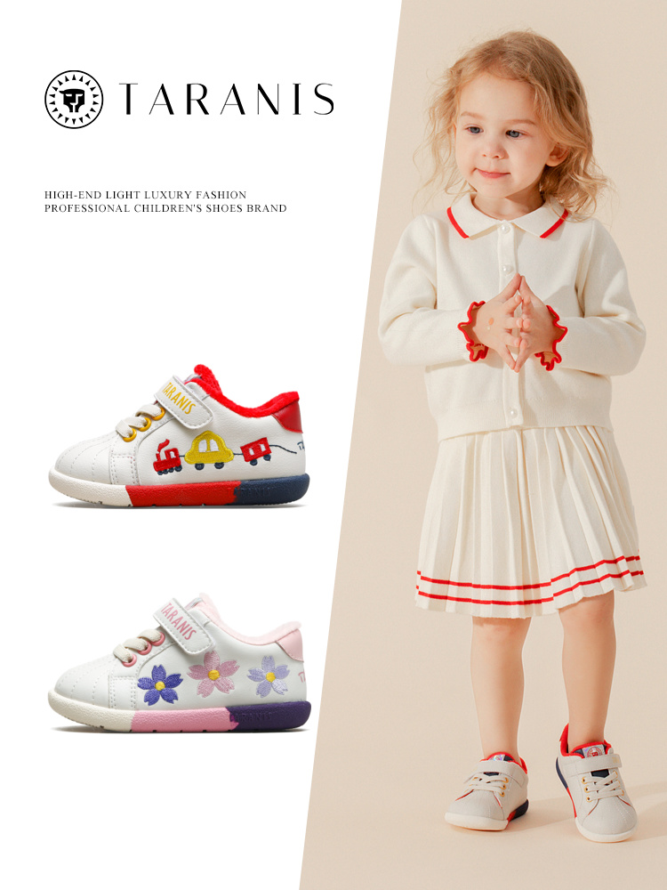 TARANIS Winter Fleece Warm Children's Shoes Toddler Shoes Girls Sports Shoes Boys Baby Soft Soles Small White Shoes
