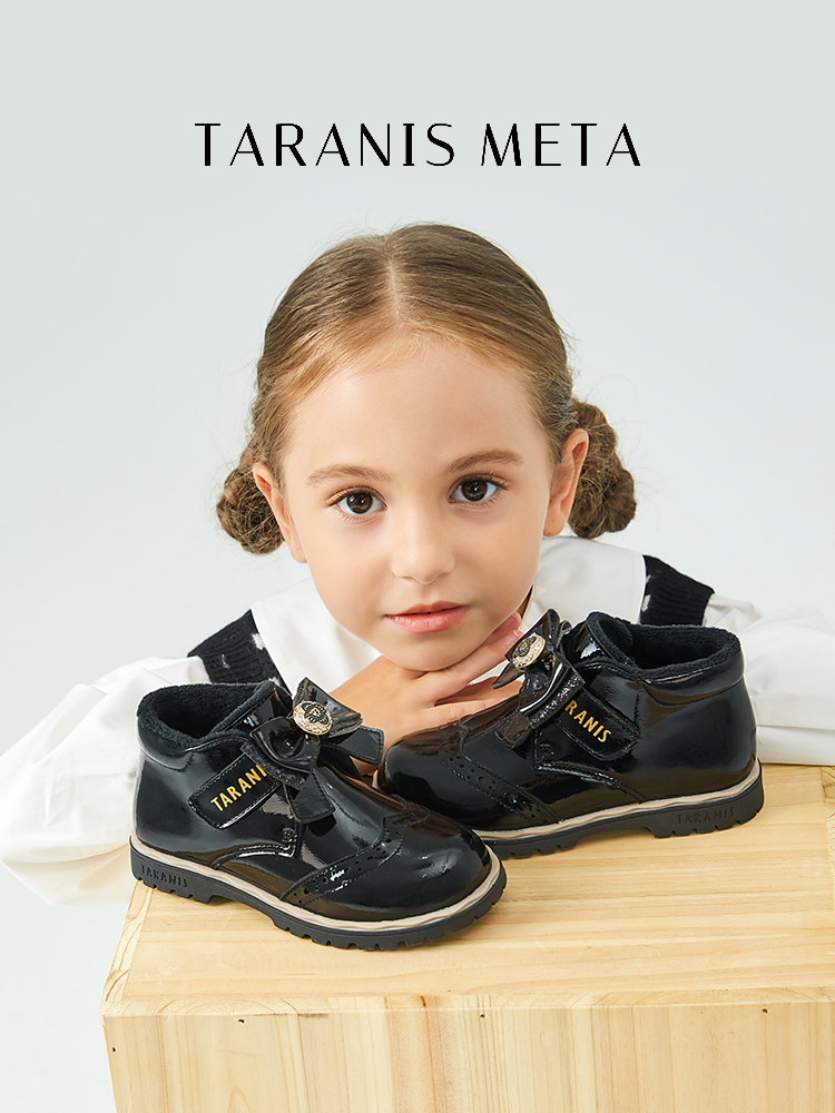 TARANISkids Meta 2022 Winter New Leather Plus Velvet Soft Bottom Children's Martin Boots