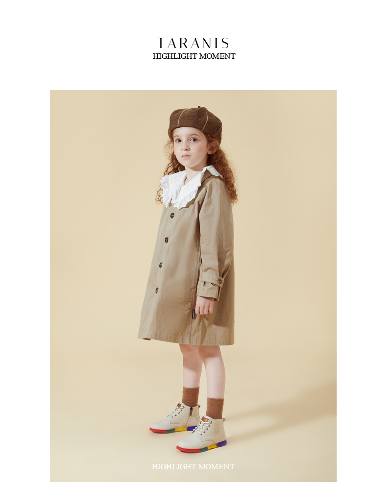 TARANIS Children's Martin boots Fall girls' leather boots vintage baby non-slip soft bottom midsole ankle boots single boot