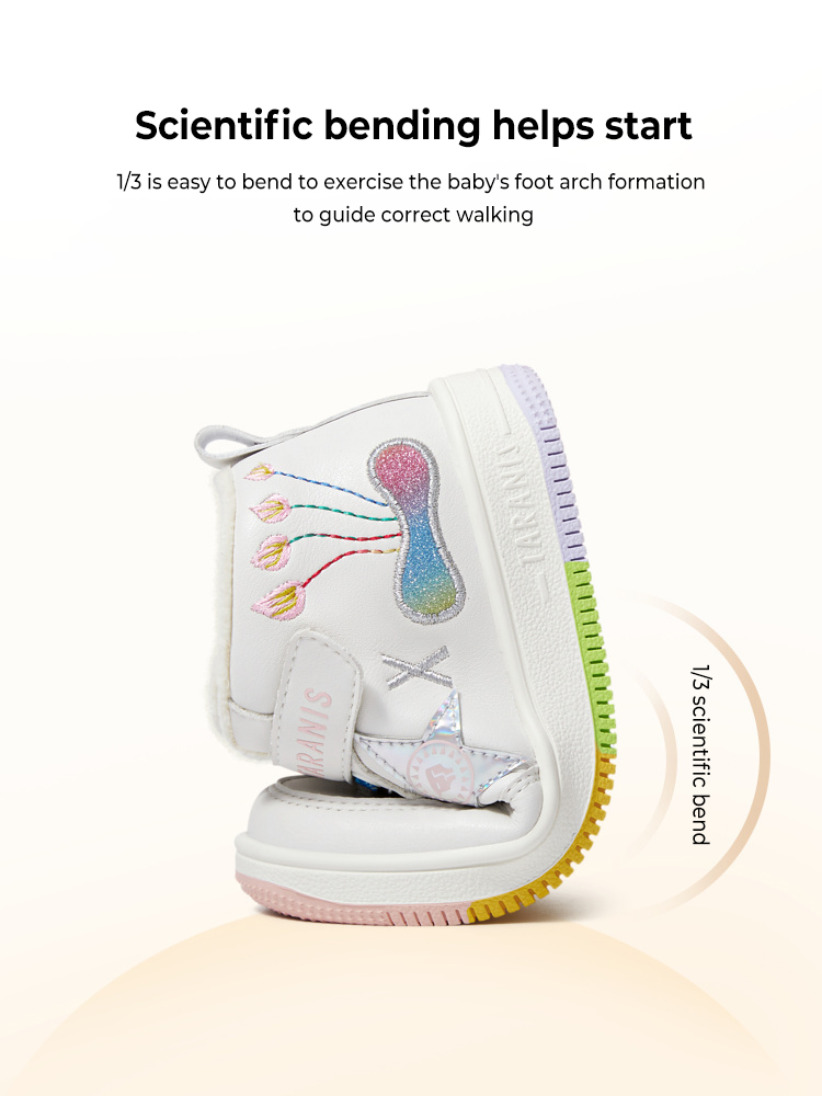 TARANISkids 2022 Winter New Style Small White Shoes For Girls With Fleece To Keep Warm