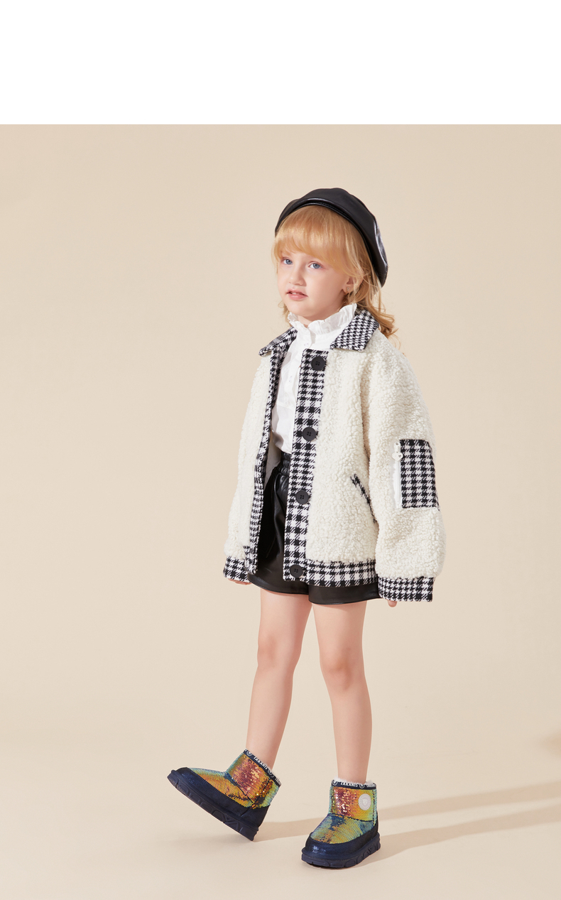 TARANIS Winter new girls snow boots with fleece and thick shoes for children warm soft bottom cotton boots