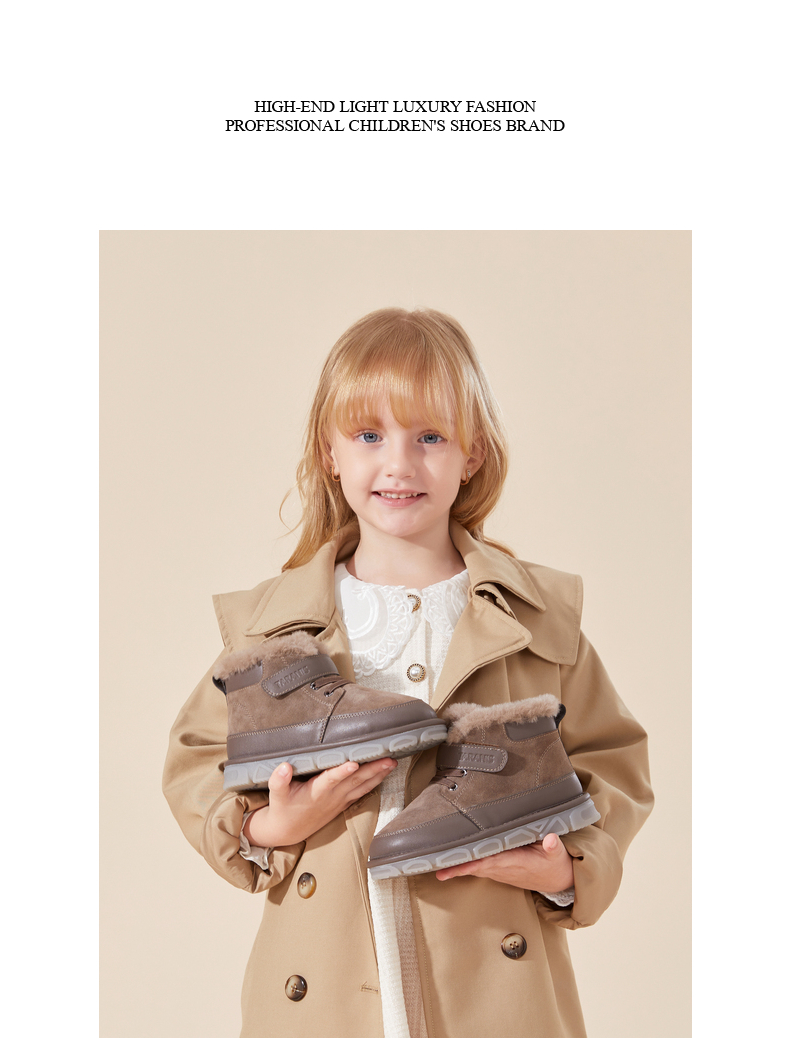 TARANIS Winter new girls shoes plus fleece children snow boots warm winter shoes soft soles non-slip flashing shoes