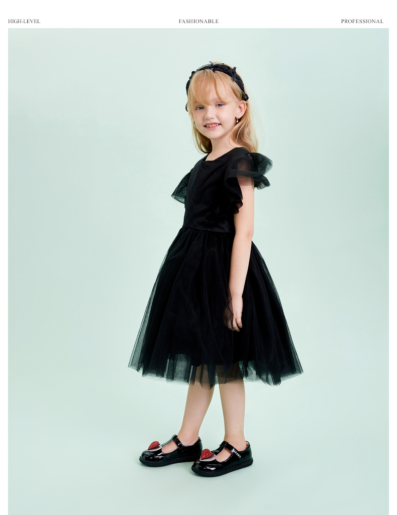 TARANIS Spring new girls shoes children single shoes soft soles children love princess shoes show black leather shoes