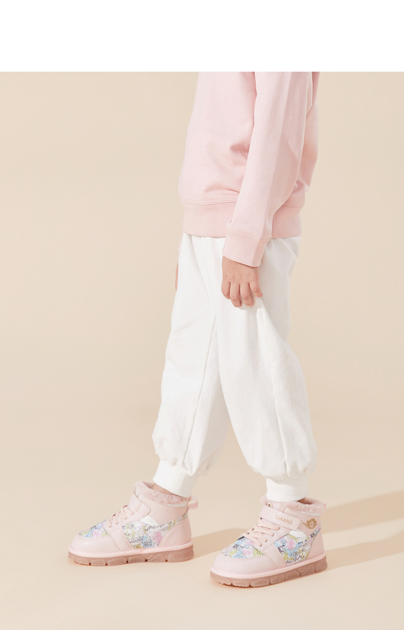 TARANIS Winter new girls shoes children's snow boots with velvet and thick light flash winter shoes baby high top cotton shoes