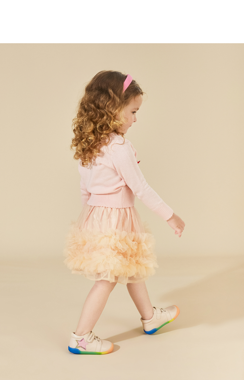 TARANIS Autumn new girl leather shoes rainbow soft bottom baby shoes non-slip soft bottom covered head and foot protector toddler shoes