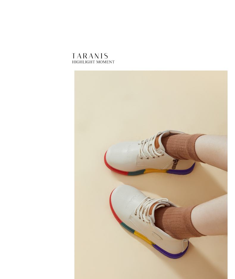 TARANIS Children's Martin boots Fall girls' leather boots vintage baby non-slip soft bottom midsole ankle boots single boot