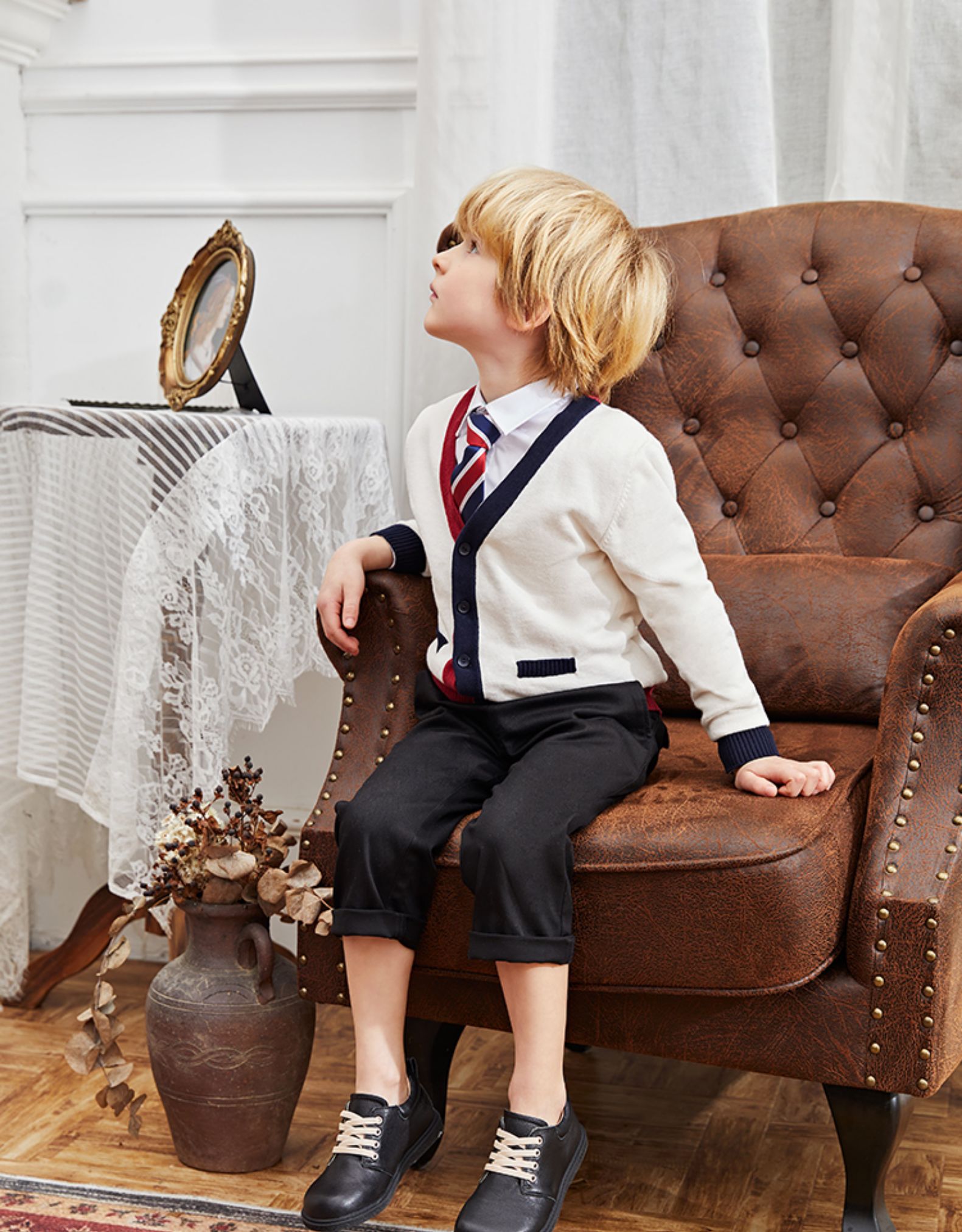 TARANIS Autumn new children's leather shoes black leather shoes soft soled sheepskin leather shoes for children