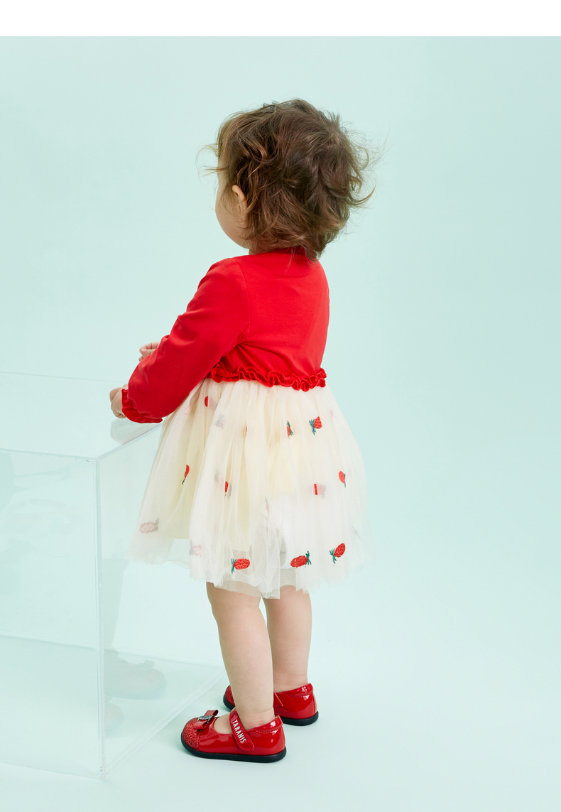 TARANIS Spring new children's shoes female baby princess shoes baby single shoes red bow retro small leather shoes