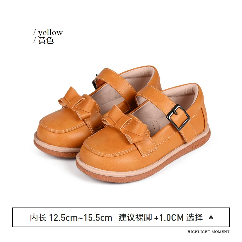 TARANIS Spring New Girls Single Shoe Children Bow Brown Soft Soles Show Shoes Children Princess Shoes
