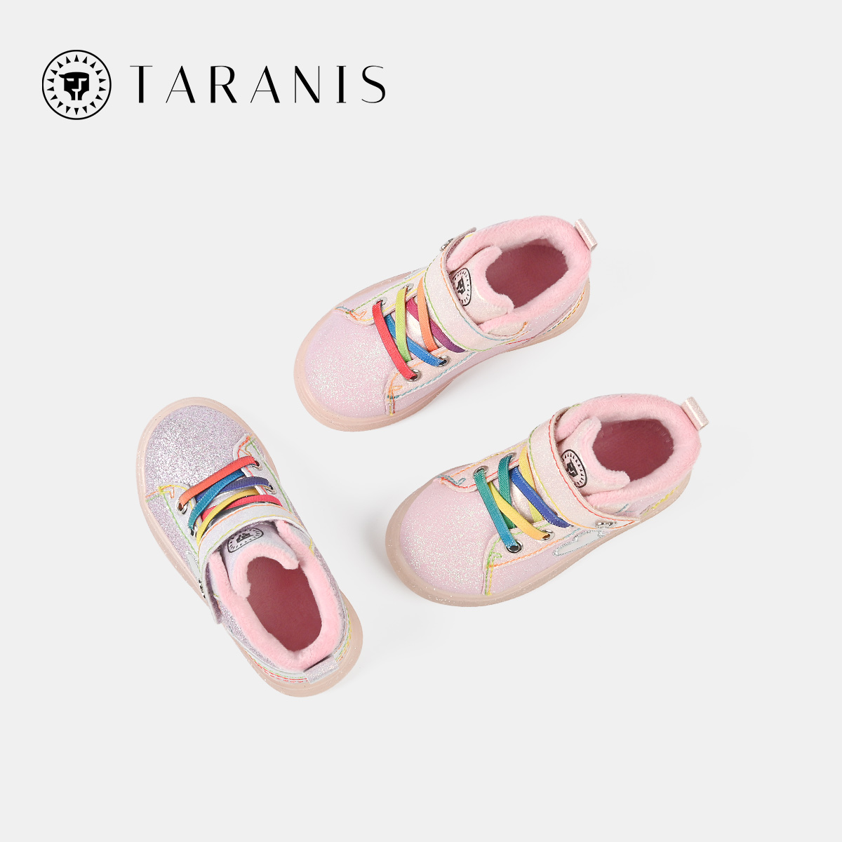 TARANIS Winter New Children's Shoes Girls Jelly Soft Sole Sports Shoes Children's Wooden Shoes with Fleece Warm Casual Shoes