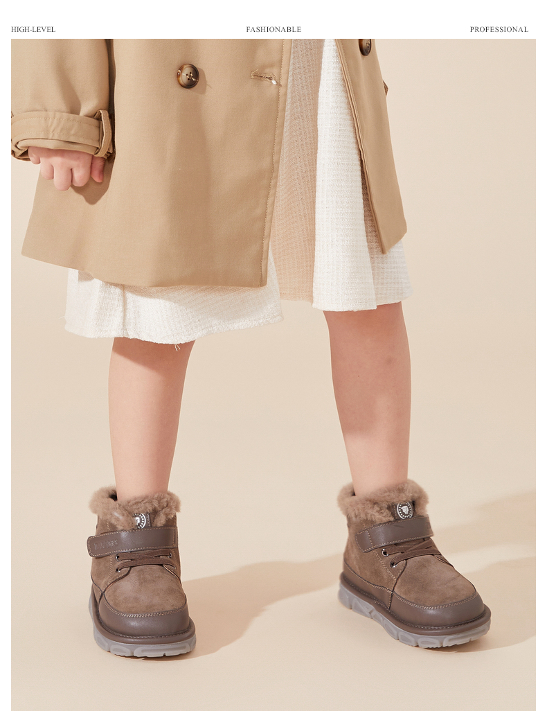 TARANIS Winter new girls shoes plus fleece children snow boots warm winter shoes soft soles non-slip flashing shoes