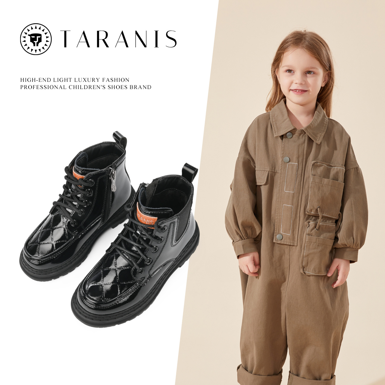 TARANIS Winter new girls shoes children's boots boys Martin boots big boys English style soft bottom ankle boots