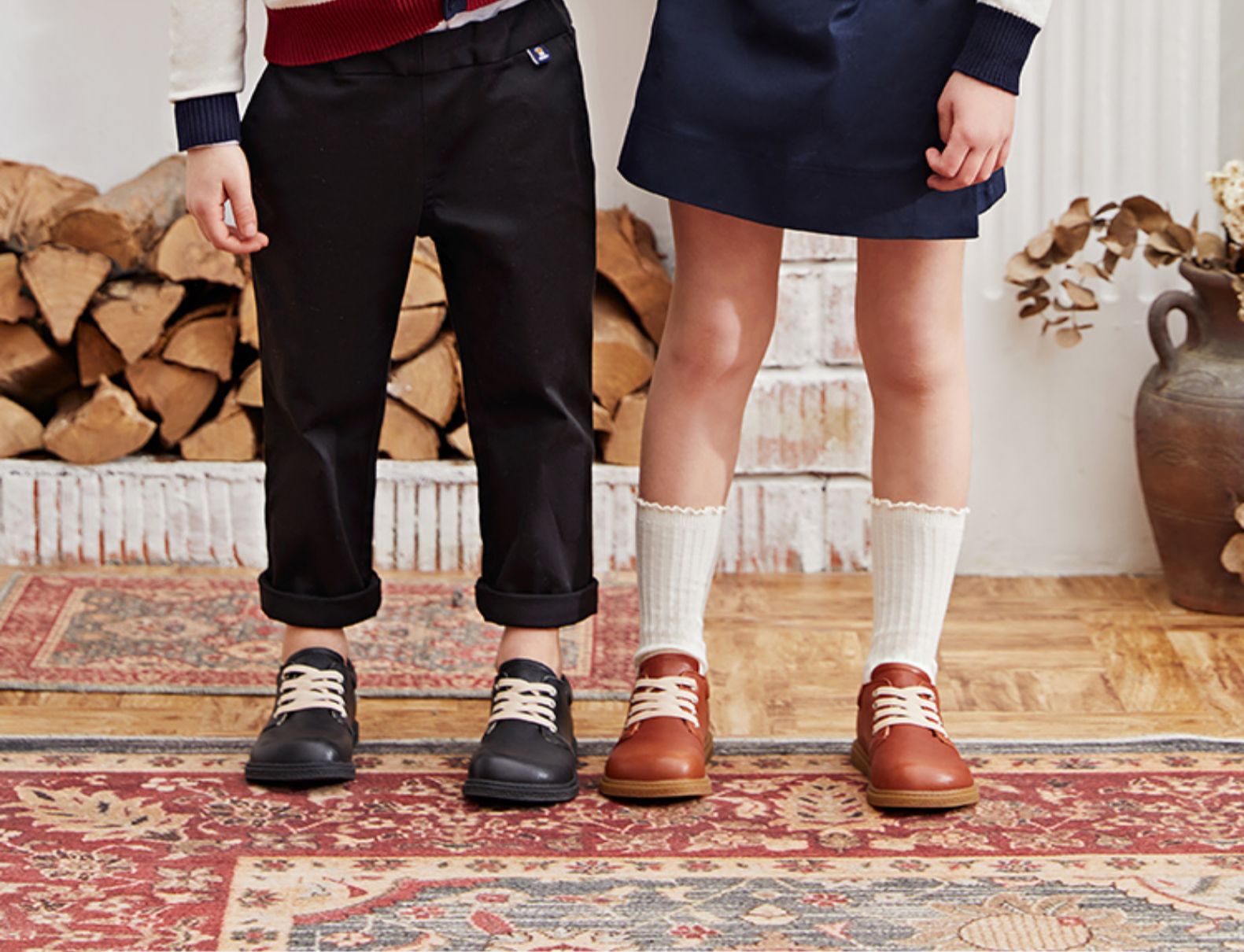 TARANIS Autumn new children's leather shoes black leather shoes soft soled sheepskin leather shoes for children