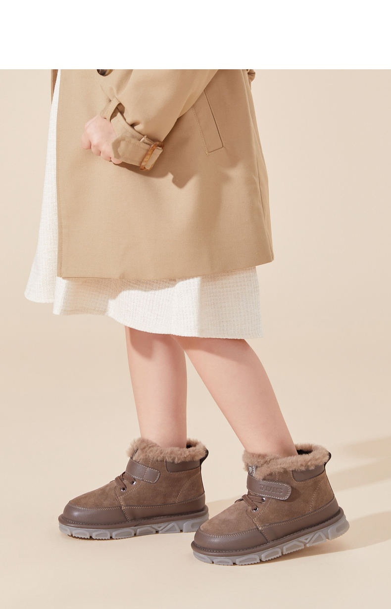 TARANIS Winter new girls shoes plus fleece children snow boots warm winter shoes soft soles non-slip flashing shoes