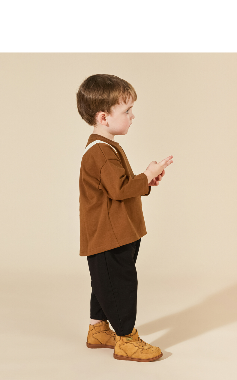 TARANIS Autumn new children's Martin boots boy's leather boots Middle top Velcro ankle boots leather small yellow boots