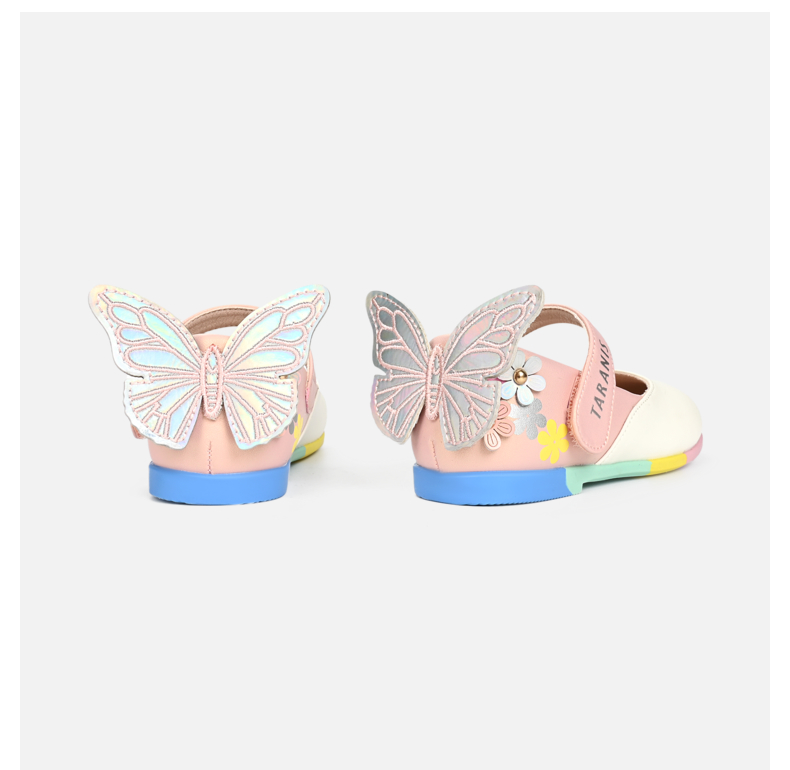TARANIS Spring New Girls Shoes Butterfly Children's Dress Princess Shoes Single Shoes Rainbow Soft Soles Small Shoes