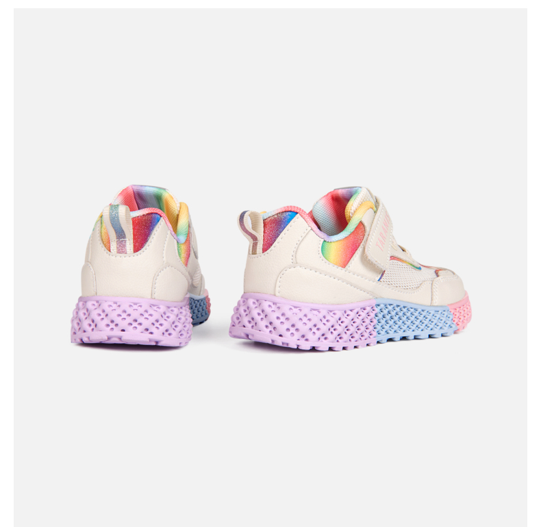 TARANIS Spring New Girls Shoes Net Surface Children's Sports Shoes Rainbow Soft Bottom Children's Basketball Running Shoes