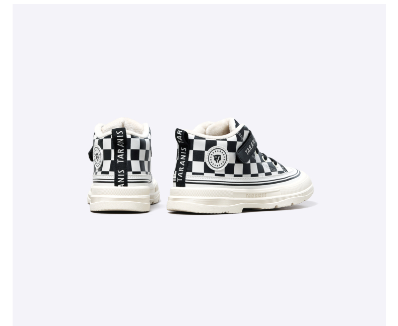 TARANIS winter new men's shoes children's high top black and white velvet sports shoes soft soles large children's board shoes
