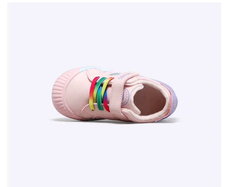 TARANIS Winter new children's shoes boys and babies soft soles shoes with fleece small white shoes girls kindergarten indoor shoes