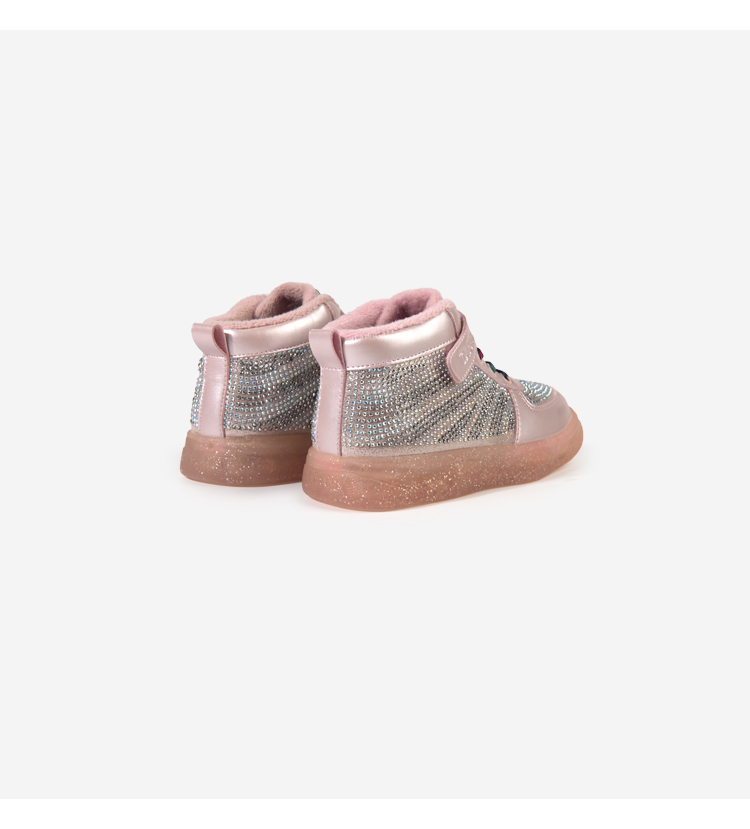 TARANIS winter new style children's shoe is ablaze set drill girl high help sports shoe transparent jelly soft sole board shoe