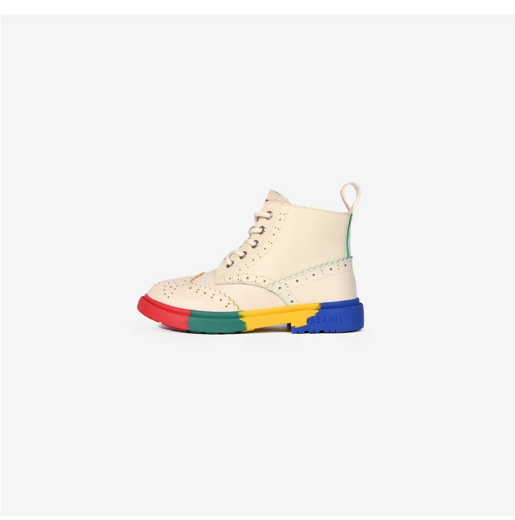TARANIS Winter new boys' shoes girls' baby soft soles shoes Rainbow rubber soles children's Martin boots small boots