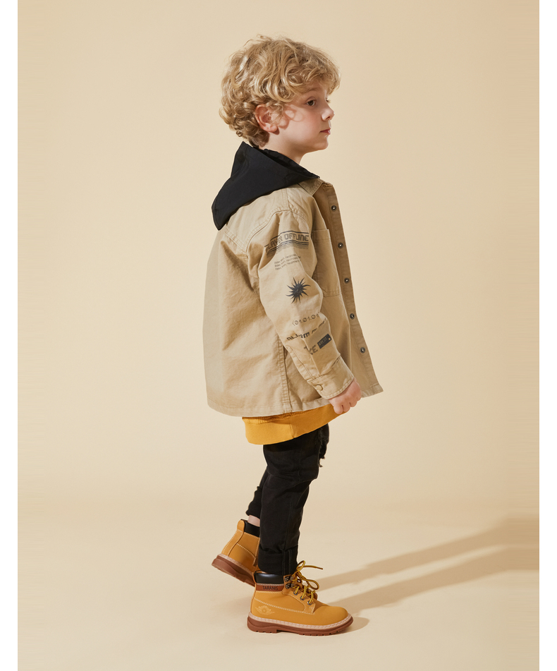 TARANIS Boys' Martin boots children's autumn new English style boots non-slip soft bottom middle tube small yellow boots