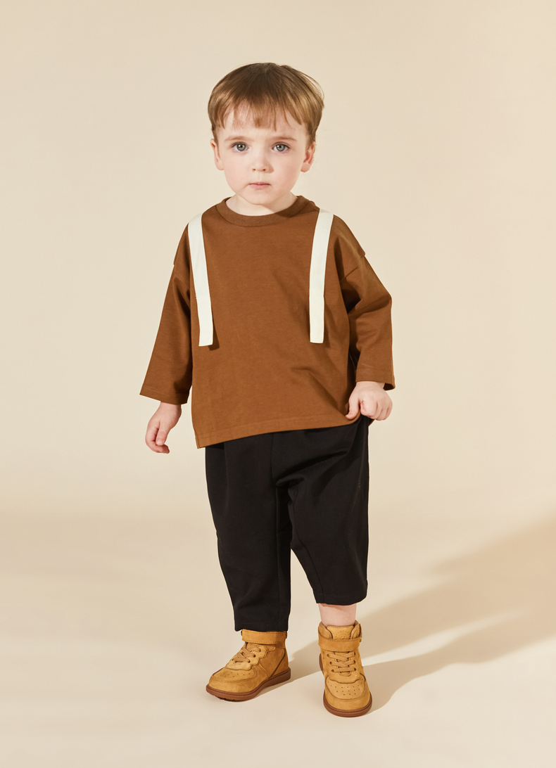 TARANIS Autumn new children's Martin boots boy's leather boots Middle top Velcro ankle boots leather small yellow boots