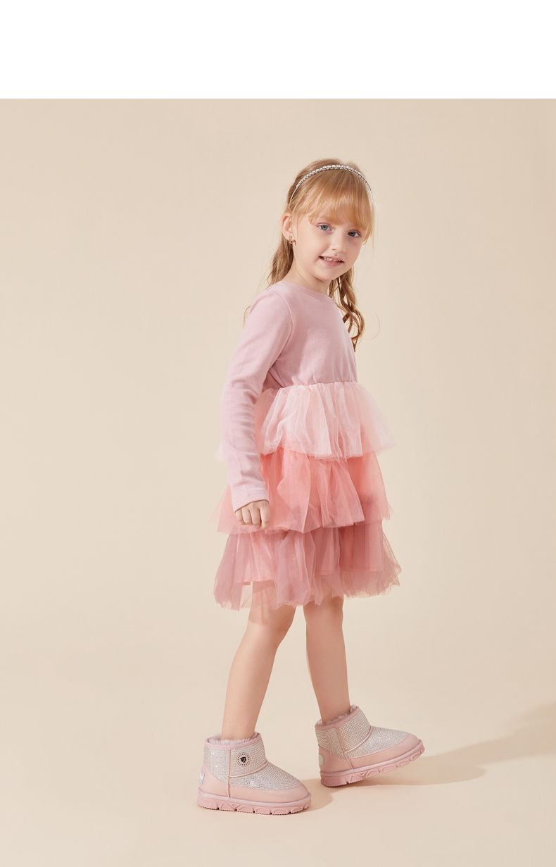 TARANIS Winter new girls' shoes children's snow boots with fleece and thick warm soft bottom baby snow shoes