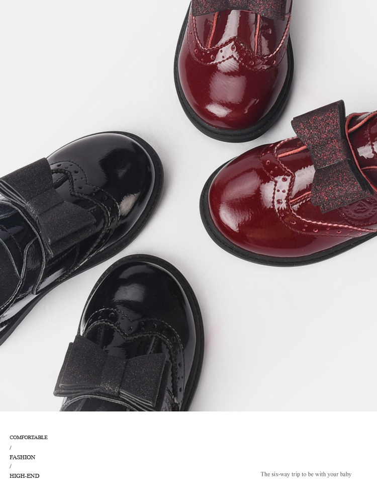 TARANIS Autumn girl leather shoes retro bow princess shoes soft soled real leather shoes children show single shoes