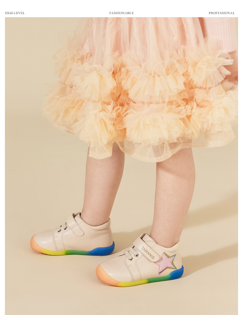 TARANIS Autumn new girl leather shoes rainbow soft bottom baby shoes non-slip soft bottom covered head and foot protector toddler shoes
