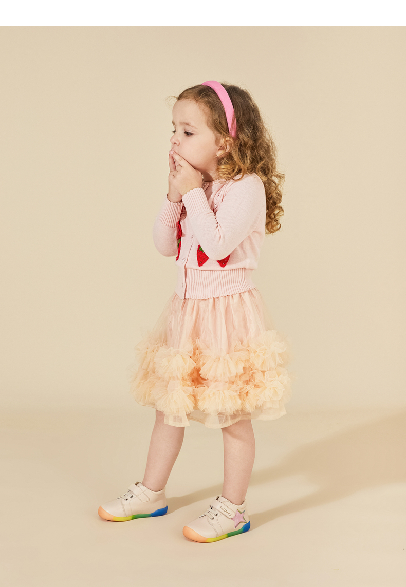 TARANIS Autumn new girl leather shoes rainbow soft bottom baby shoes non-slip soft bottom covered head and foot protector toddler shoes