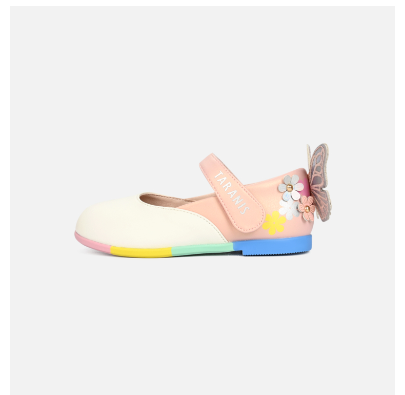 TARANIS Spring New Girls Shoes Butterfly Children's Dress Princess Shoes Single Shoes Rainbow Soft Soles Small Shoes