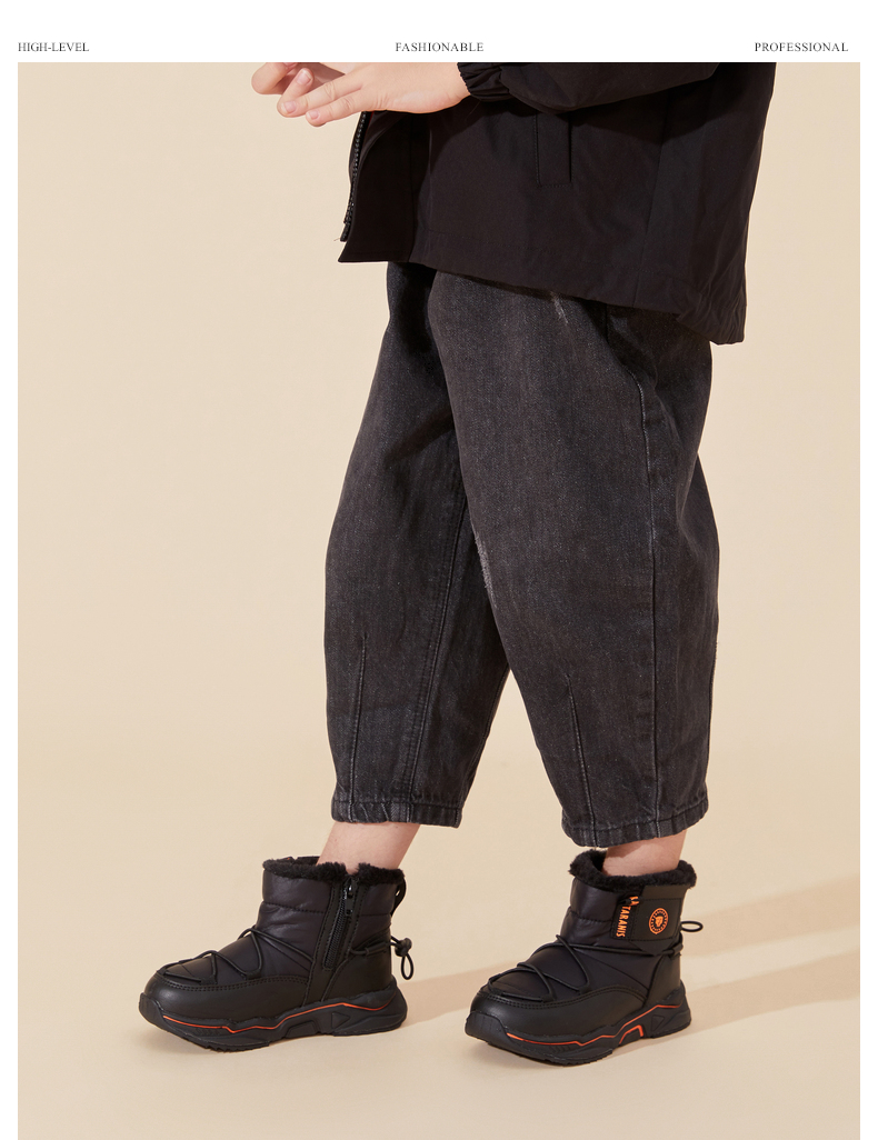 TARANIS Winter new men's shoes children's fleece and thick snow boots soft soles waterproof high top sports cotton shoes