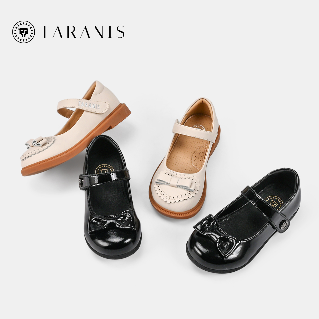 TARANIS Spring New Girls Single Shoe Soft Soles Children Shoes Bow Show Shoes Children Princess Shoes